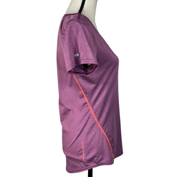 Under Armour Small Fitted ISO-Chill Top HeatGear Short Sleeves V-Neck Hi-Low Hem - Picture 6 of 10